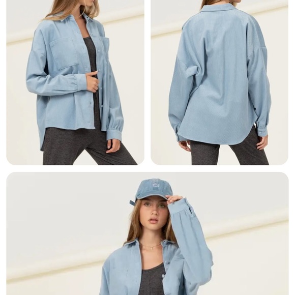 Corduroy Shacket Dusty Blue - Picture 3 of 5